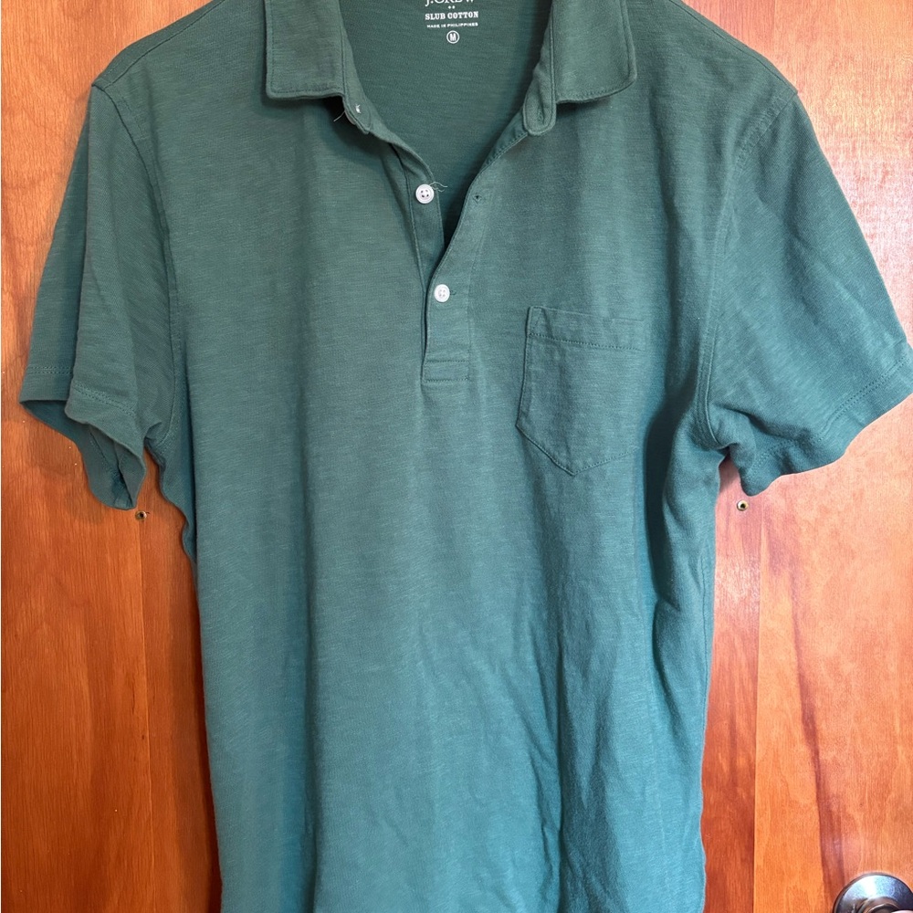 J. Crew Green Polo Shirt Classic Cotton Short Sleeve